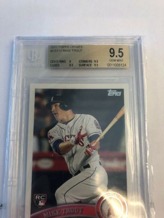 2011 Topps Update Mike Trout ROOKIE RC US175 BGS 9.  5 GEM 3