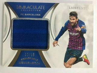 2018 - 19 Panini Immaculate Soccer Remarkable Memorabilia Card Lionel Messi 12/15