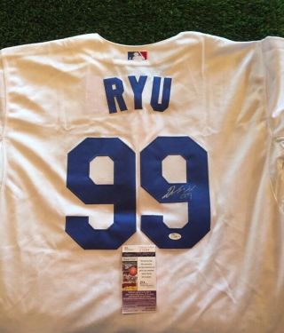 Hyun - Jin Ryu Los Angeles Dodgers Stud White Signed Jersey Jsa/coa J19364