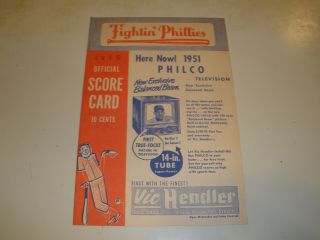 1950 Philadelphia Phillies Official Score Card
