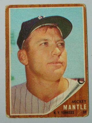 1962 Topps 200 Mickey Mantle Hof York Yankees Poor To Very Good