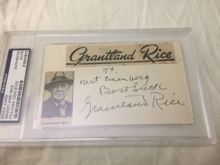 Grantland Rice Psa/dna Certified 3x5 Index Card Signed Authentic Autograph