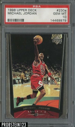Michael Jordan 1998 Upper Deck Basketball Card 230a Graded Psa Gem 10
