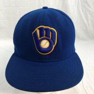 Milwaukee Brewers Era Baseball Cap Blue Vintage Logo Sports Hat 7 1/2