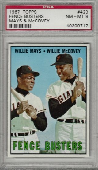 1967 Topps Fence Busters Willie Mays Willie Mccovey 423 Psa 8 High - End Beauty