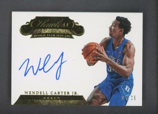 2018 Panini Flawless Wendell Carter Jr.  Rc Rookie Signed Auto 4/25 Duke