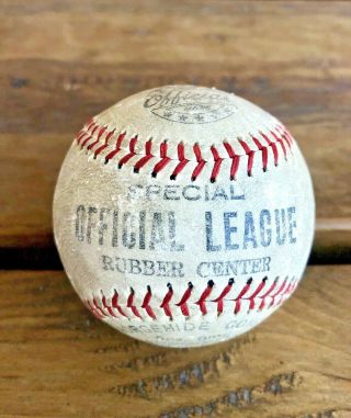 Vintage Special Official League Baseball With Rubber Center & Horsehide Cover