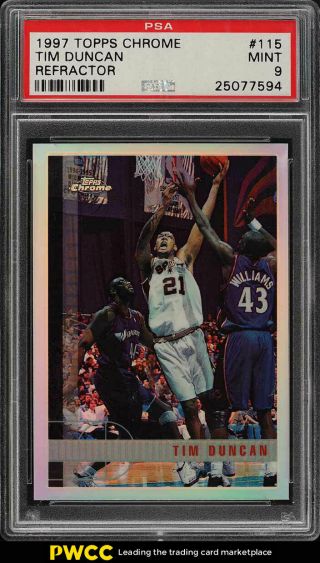 1997 Topps Chrome Refractor Tim Duncan Rookie Rc 115 Psa 9 (pwcc)