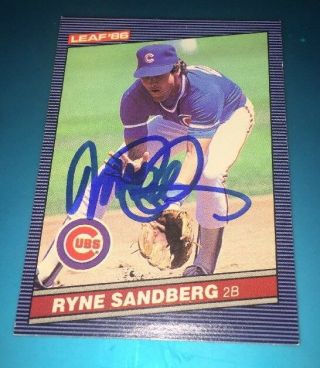 Signed Ryne Sandberg 1986 Leaf 62 Auto Chicago Cubs Autographed Cars