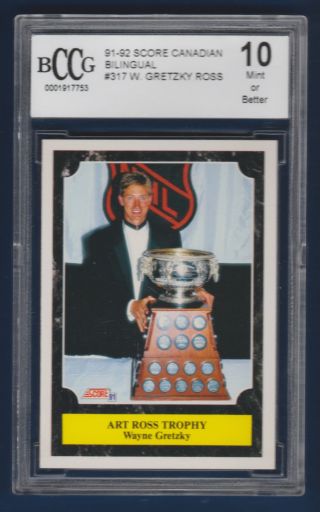 Wayne Gretzky Art Ross 1991 - 92 Score Canadian Bilingual No 317 Beckett 10 16272