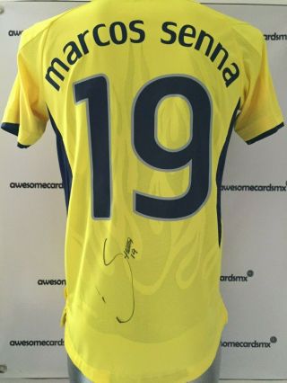 Jersey Villareal 90 Years Signed By Marcos Senna Photo Proof Certificate