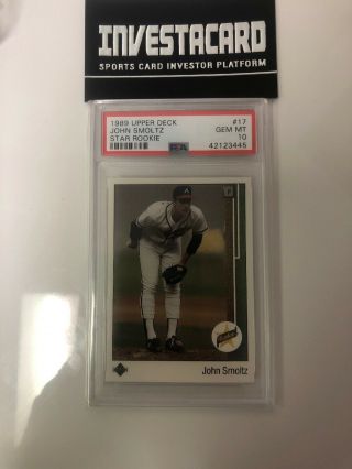 1989 Upper Deck John Smoltz Atlanta Braves 17 Baseball Card Rookie Psa 10 Hof