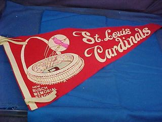 1960s St Louis Cardinals Souvenir Baseball Felt Pennant Busch Stadium