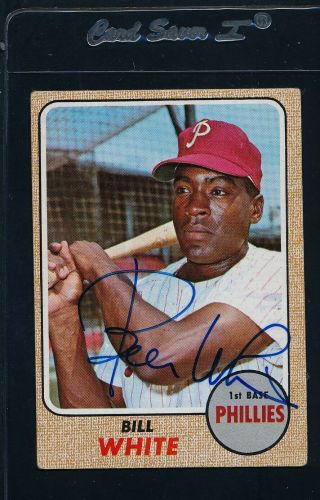 1968 Topps 190 Bill White Phillies Signed Auto 47016
