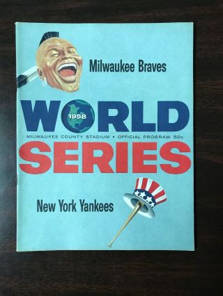 1958 World Series Program Milwaukee Braves York Yankees Mantle