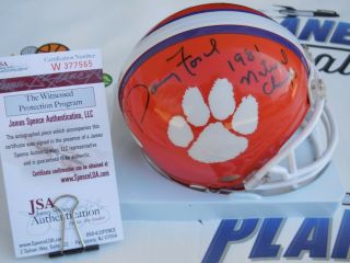 Danny Ford And Perry Tuttle Dual Signed Clemson Tigers Mini Helmet Jsa
