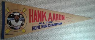Hank Aaron Atlanta Braves Mlb Full Size Baseball Player Pennant Home Run King