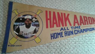 Hank Aaron Atlanta Braves MLB Full Size baseball Player Pennant home run king 3