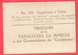 vintage 1928 Tobacco la Morena card united kingdom italy cycling tandem 2