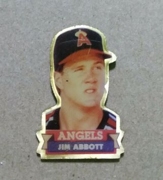 Vintage 1990 Mlb Baseball Angels Jim Abbott Pin