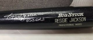 Reggie Jackson Signed Autograph Black Bat Yankees With W 44 & 563 Hr