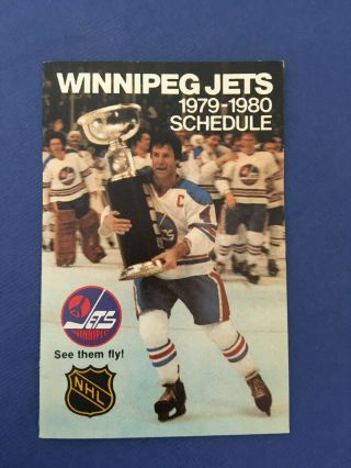 1979 - 80 Winnipeg Jets Hockey 1st Nhl Hockey Pocket Schedule Molson Vintage