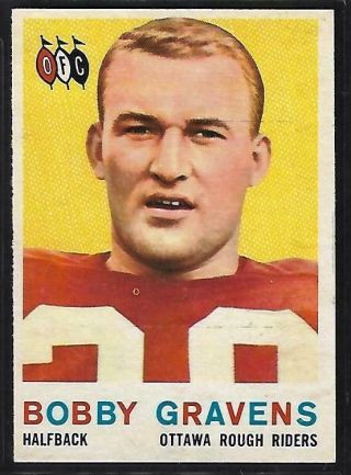 1959 Topps Cfl Football: 51 Bobby Graves Rc,  Ottawa Rough Riders