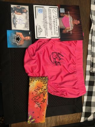 Wwe Bundle Rick Martel Signed Trunks,  Star Billy Graham Head Band,  Cards