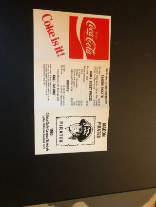 1985 Macon Pirates Minor League Baseball Pocket Schedule