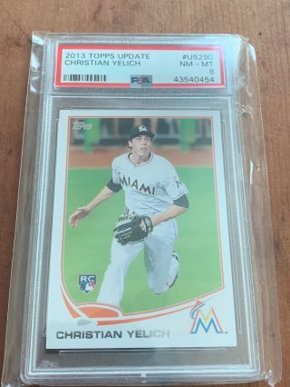 2013 Topps Update Us290 Christian Yelich Rookie Psa 8 Nm - Mt Marlins Rc