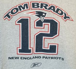 Reebok Tom Brady England Patriots T - Shirt Mens Large Tee Gray Football A07