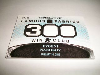 Evgeni Nabokov 2015 Itg Superlative Famous Fabrics " 300 Win Club " Glove 07/15