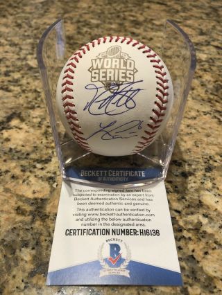 Lorenzo Cain & Mike Moustakas Signed Official 2015 World Series Baseball Bas