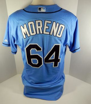 2017 Tampa Bay Rays Diego Moreno 64 Game Issued Light Blue Jersey