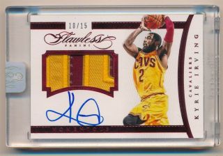 Kyrie Irving 2014/15 Panini Flawless Ruby Autograph 2 Color Patch Auto Sp 10/15