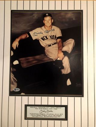 Mickey Mantle Ny Yankees Signed Autographed Gallo Print W 16x20 Mat Beckett Loa