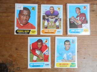 5 - 1968 Topps Football Cards 60 Hart Rookie 4 Hayes Flatley 121 Denson 41 Norton