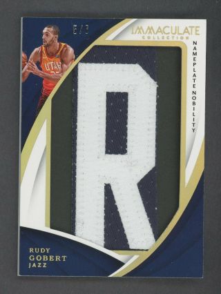 2017 - 18 Immaculate Nameplate Nobility Rudy Gobert Letter Patch 5/6 Utah Jazz