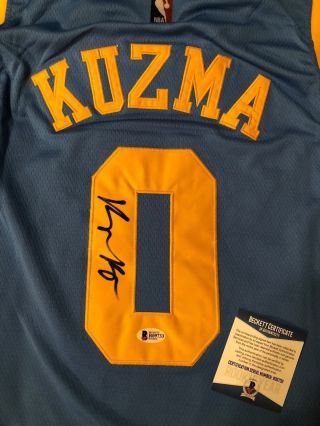 Kyle Kuzma Signed MLPS Lakers Basketball Jersey Beckett BAS Rookie Graph R09733 2