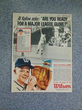 Vintage 1962 Wilson Al Kaline A2000 Baseball Glove Advertisement
