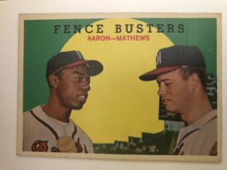 1959 Topps 212 Hank Aaron & Eddie Mathews Fence Busters Milwaukee Braves