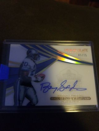 2018 Immaculate Barry Sanders Hof Auto 5/15= Jersey Number Sick Card