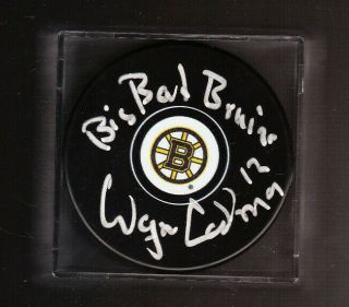 Wayne Cashman Autograph Signed Puck Boston Bruins Big Bad Bruins