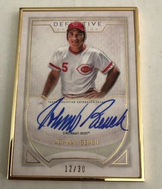 2019 Topps Definitive Johnny Bench Gold Framed Auto 12/30 Reds