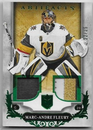 18 - 19 Ud Artifacts Marc - Andre Fleury Emerald Dual Jersey Patch /25 Stars Sp 107