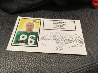 Norm Wiley Philadelphia Eagles Signed Custom Made Index Card W/our