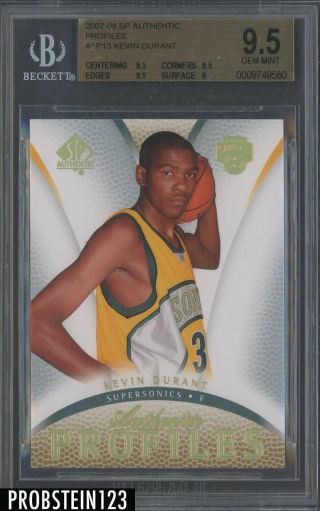 2007 - 08 Sp Authentic Profiles Kevin Durant Rc Bgs 9.  5