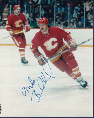 Mike Bullard Signed Vintage Calgary Flames Color 8 X 10 Hockey Photo