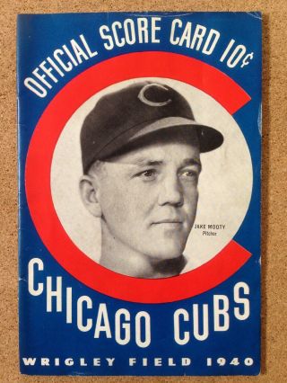 1940 Chicago Cubs Mlb Bseball Official Score Card Book - Jake Moody