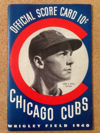 1940 Chicago Cubs Mlb Baseball Official Score Card Book - Stan C.  Hack